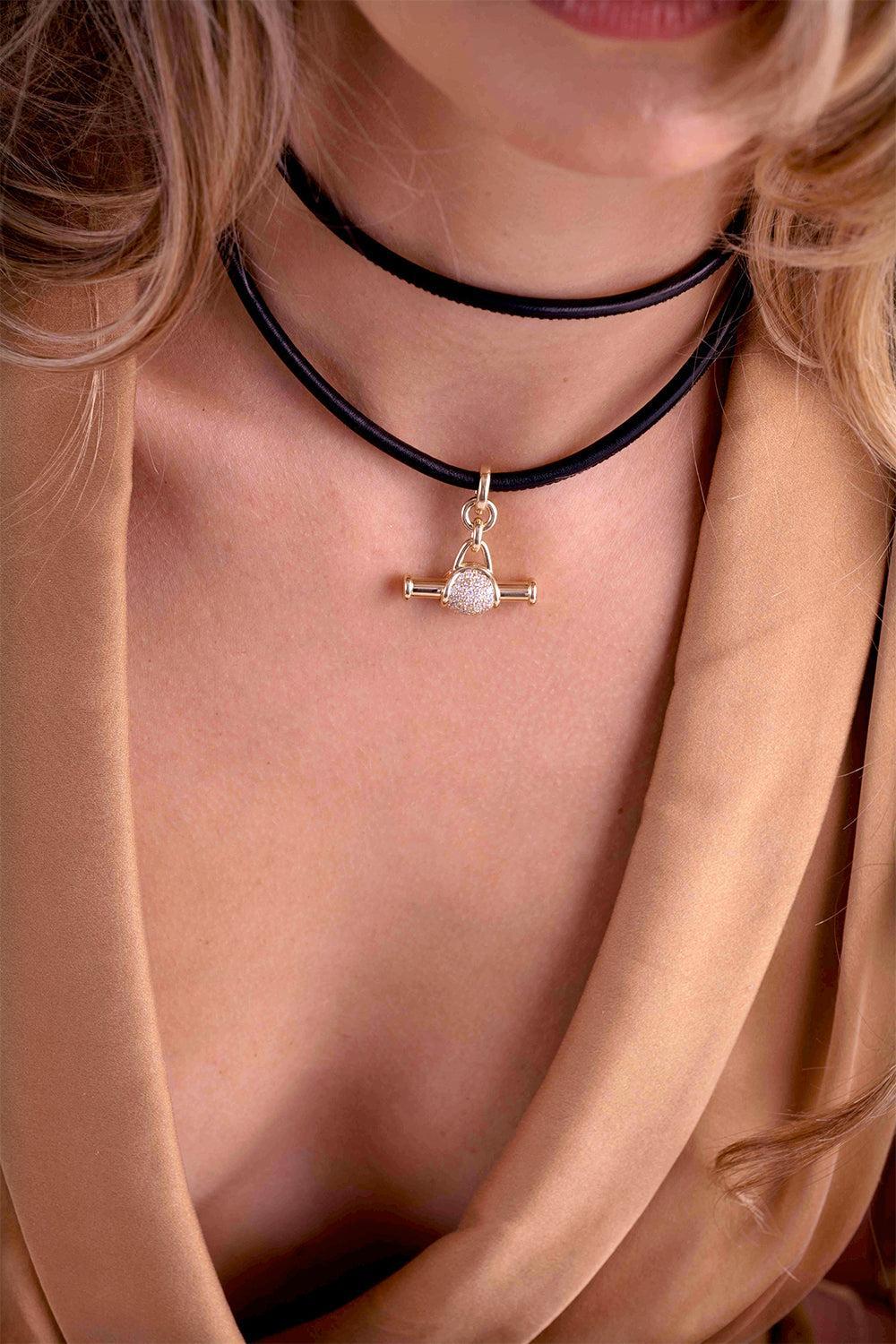 Double Italian Torque Necklace - Black - Image 3