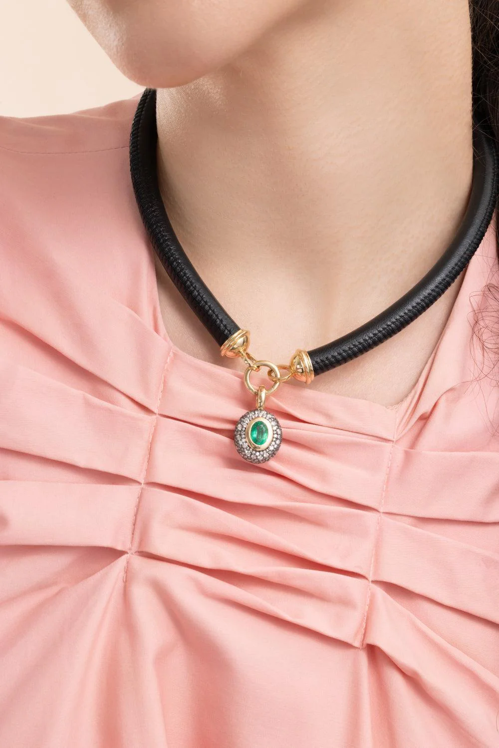 Emerald Diamond Medium Floret Oval Pendant - Image 2
