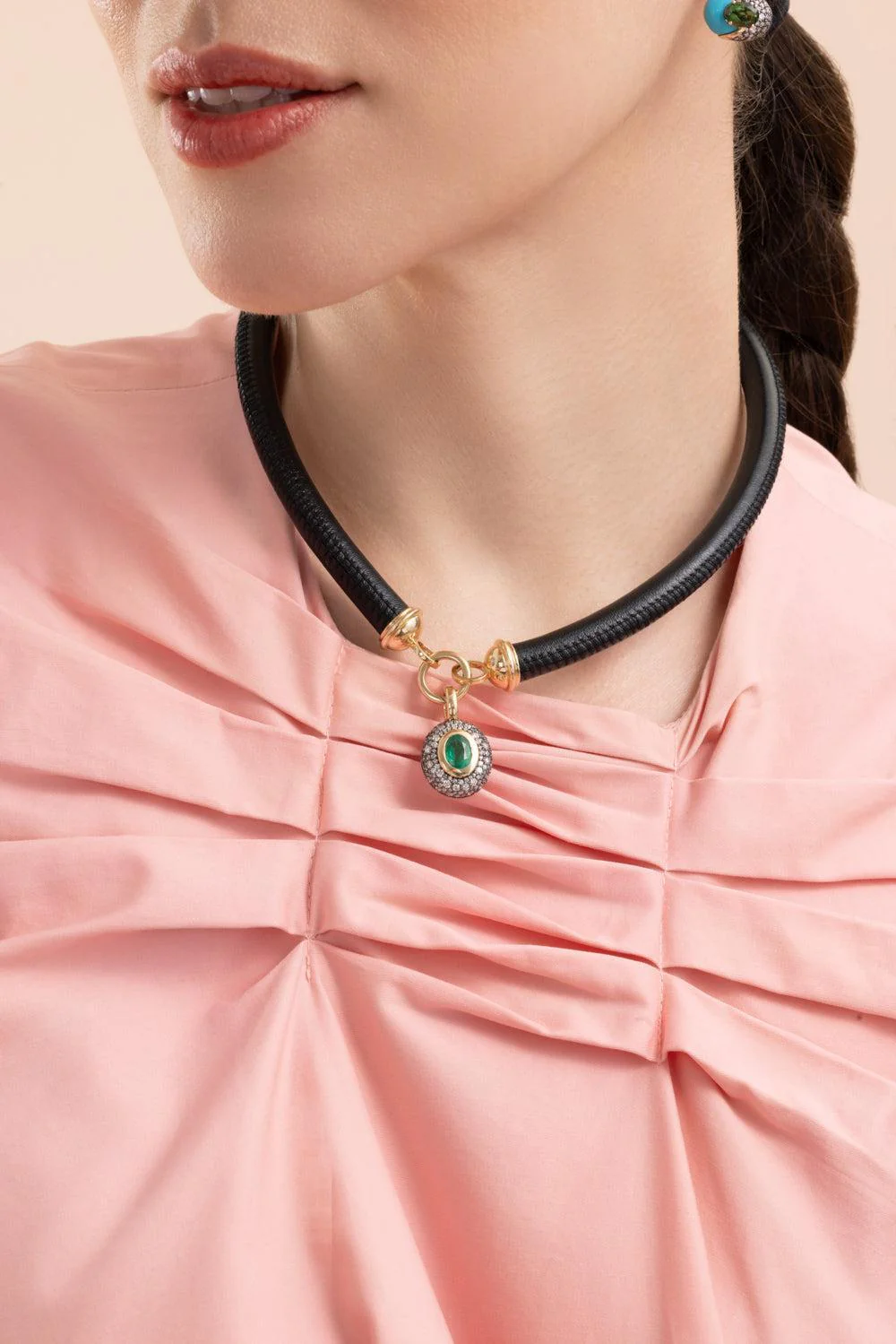 Emerald Diamond Medium Floret Oval Pendant - Image 4