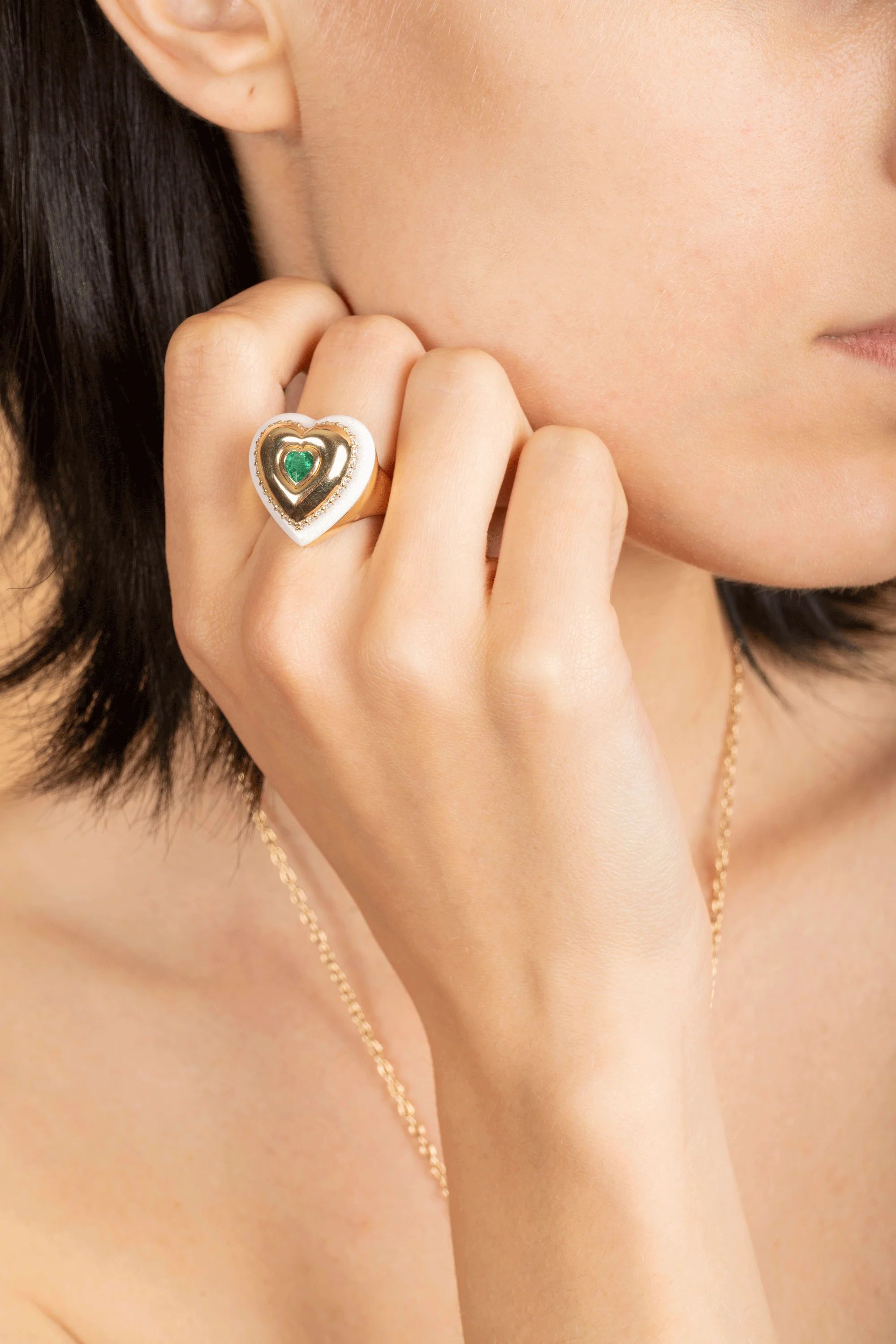 Emerald Linzer Heart Ring - Image 2
