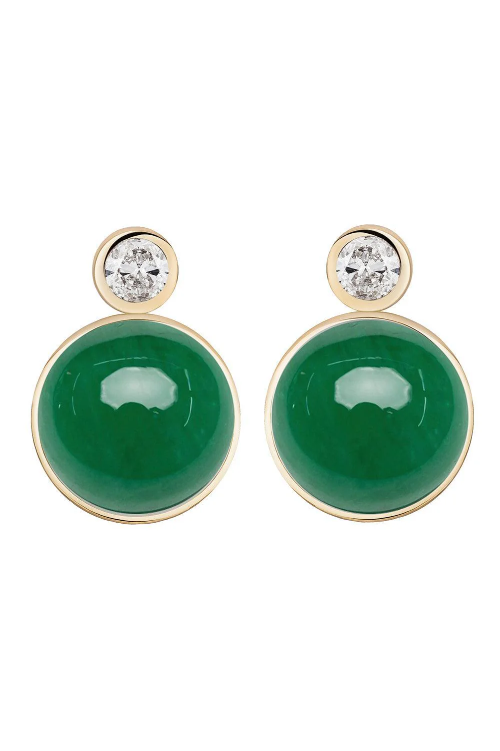 Green Onyx Diamond Siren Stud Earrings