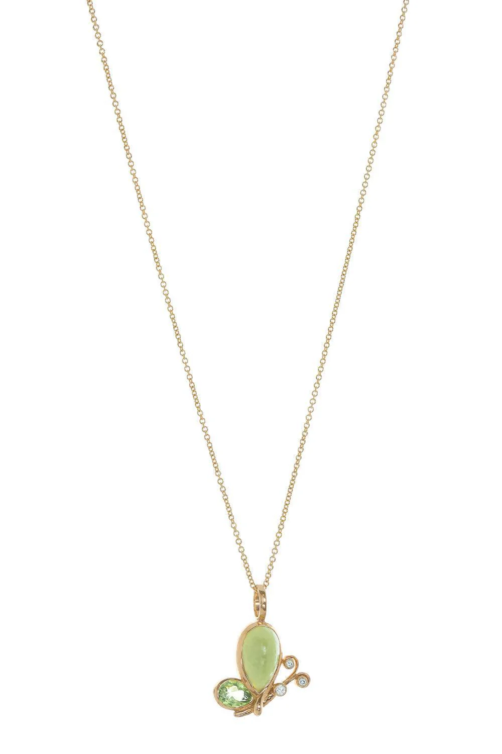 Lime Opal Small Butterfly Effect Pendant Necklace