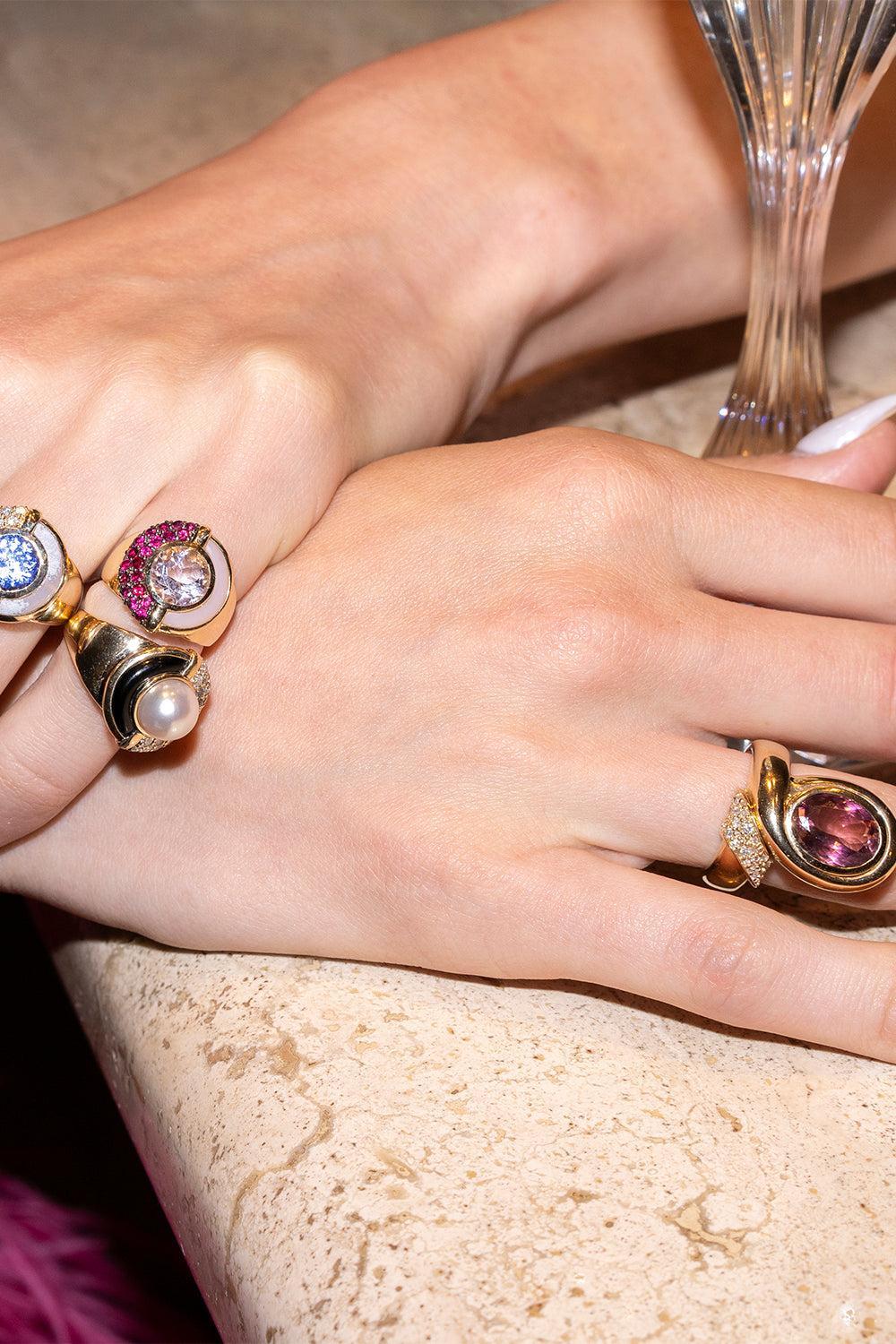 Oval Pink Tourmaline Chiffon Ring - Image 2