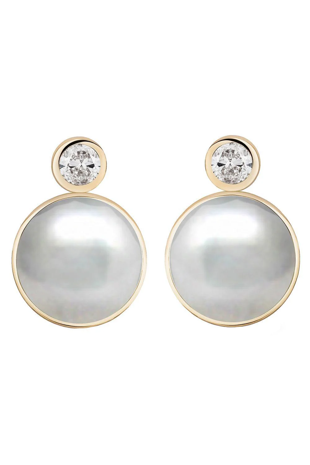 Pearl Diamond Siren Stud Earrings