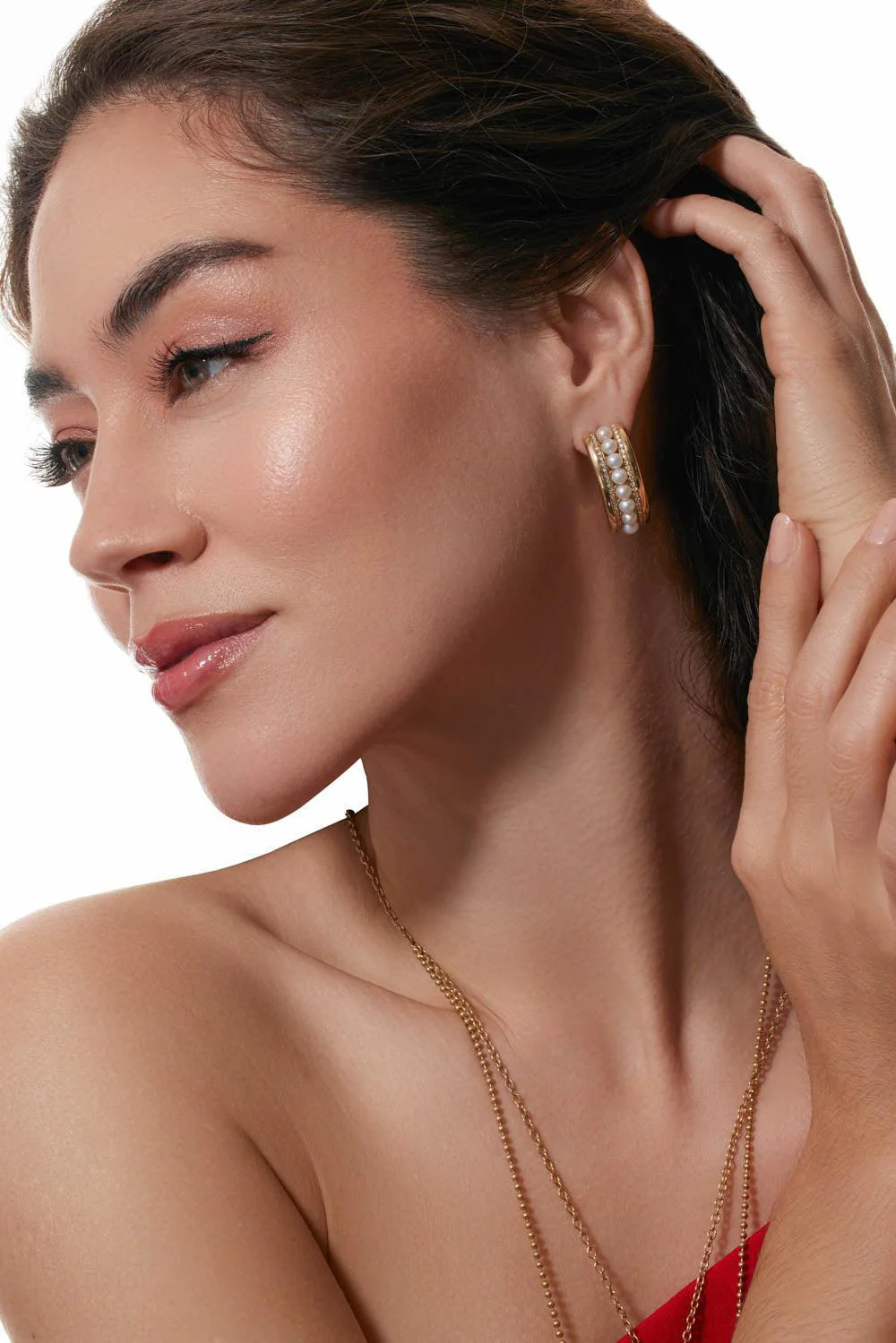 Pearl Runway Hoop Earrings - Image 2