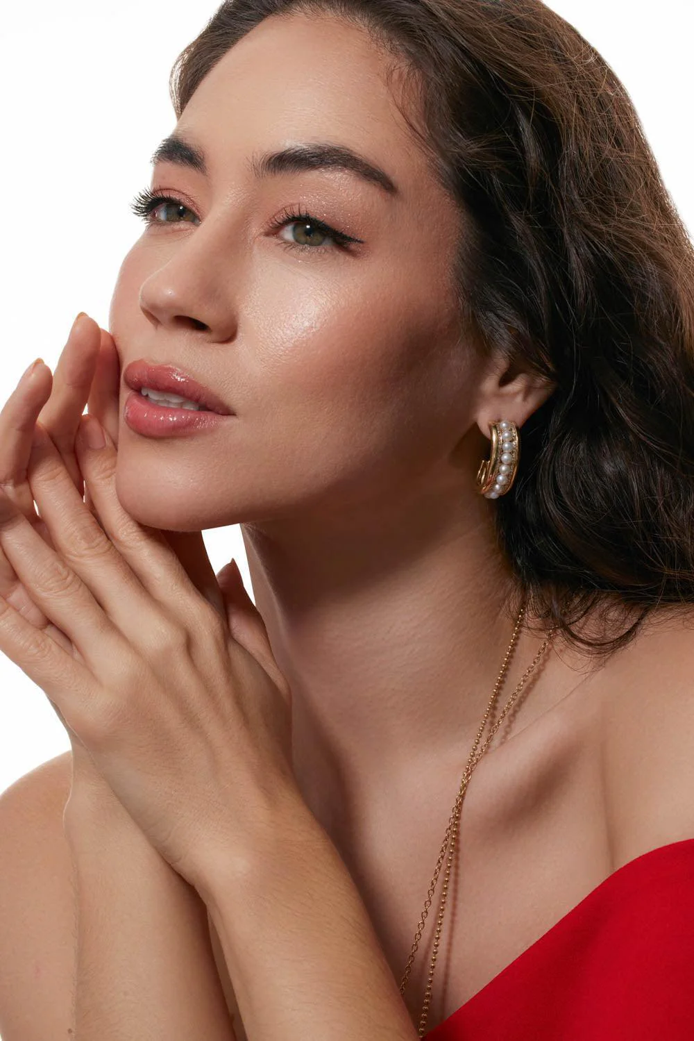 Pearl Runway Hoop Earrings - Image 3