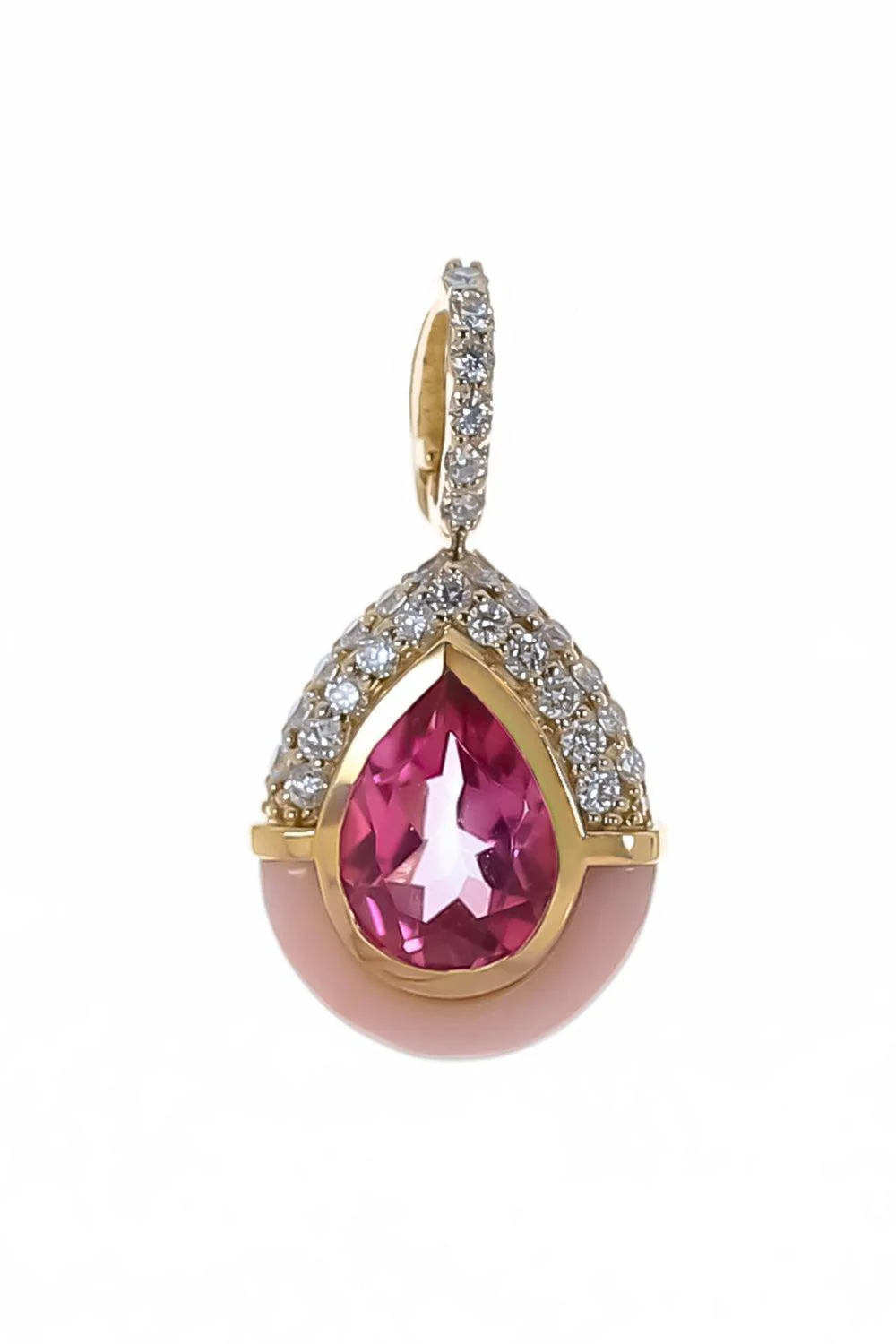 Pink Topaz Opal Droplet Pendant