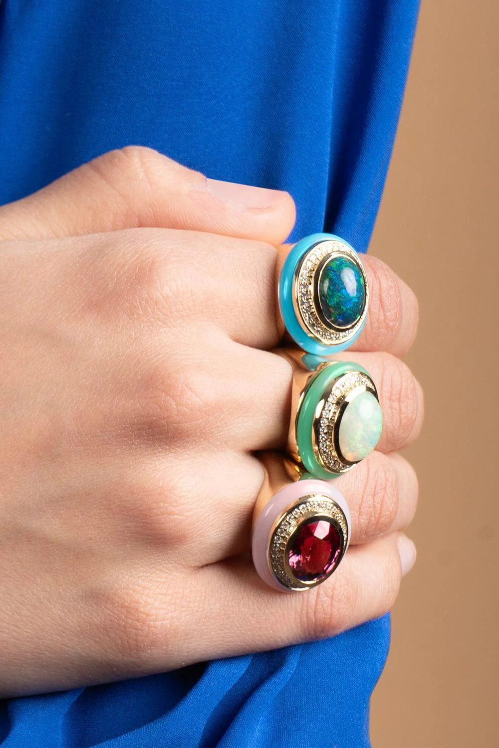Rhodolite Pink Opal Cupcake Ring - Image 3