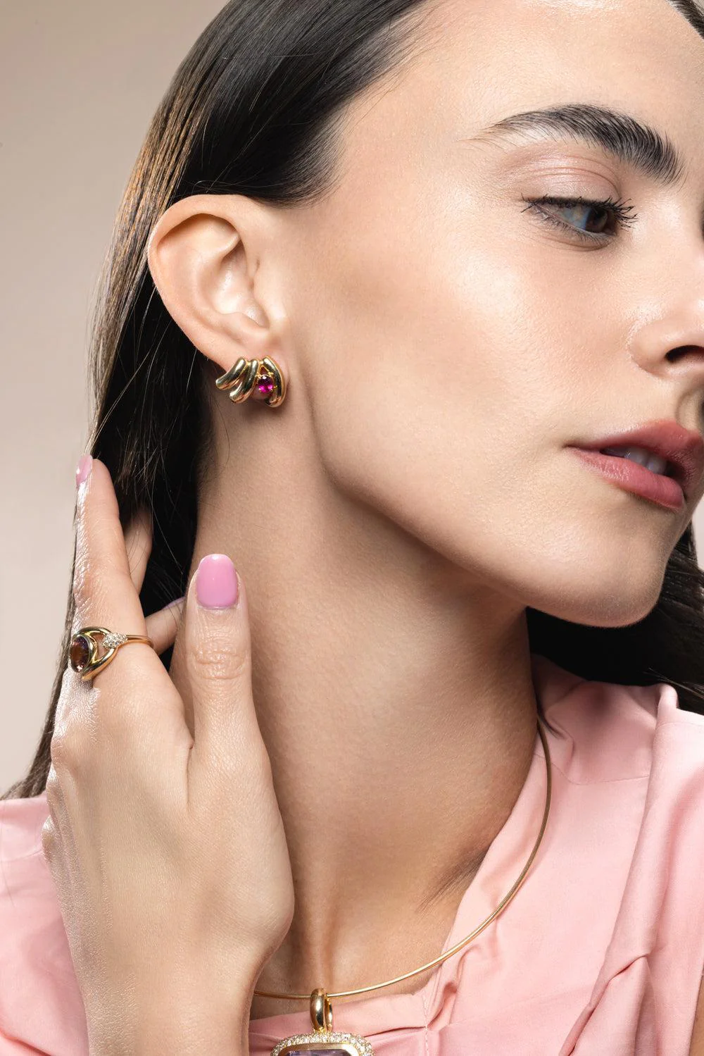 Rubellite Siren Cove Ear Climber - Image 2