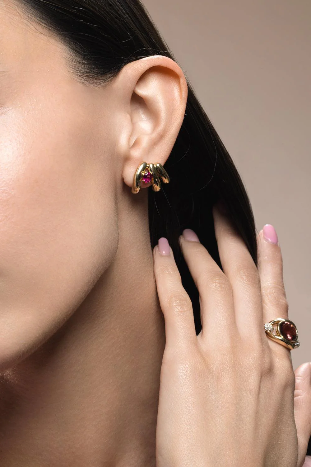 Rubellite Siren Cove Ear Climber - Image 3
