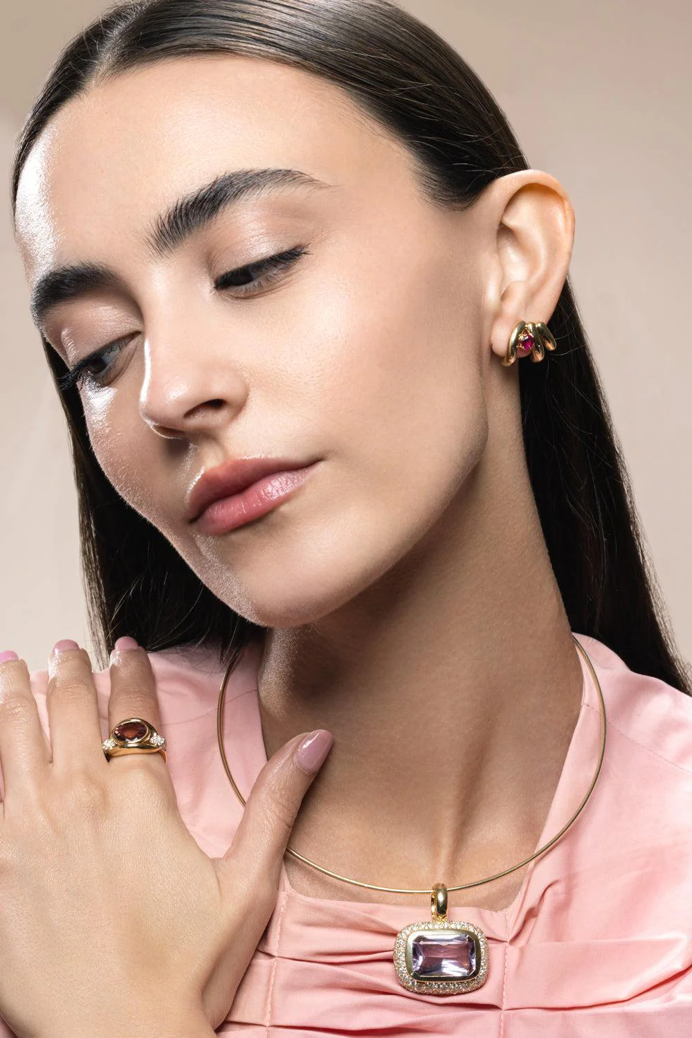 Rubellite Siren Cove Ear Climber - Image 4