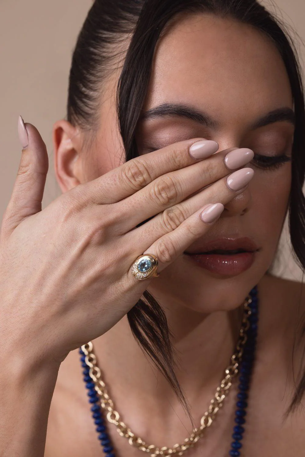 Small Aquamarine Love Bug Ring - Image 2
