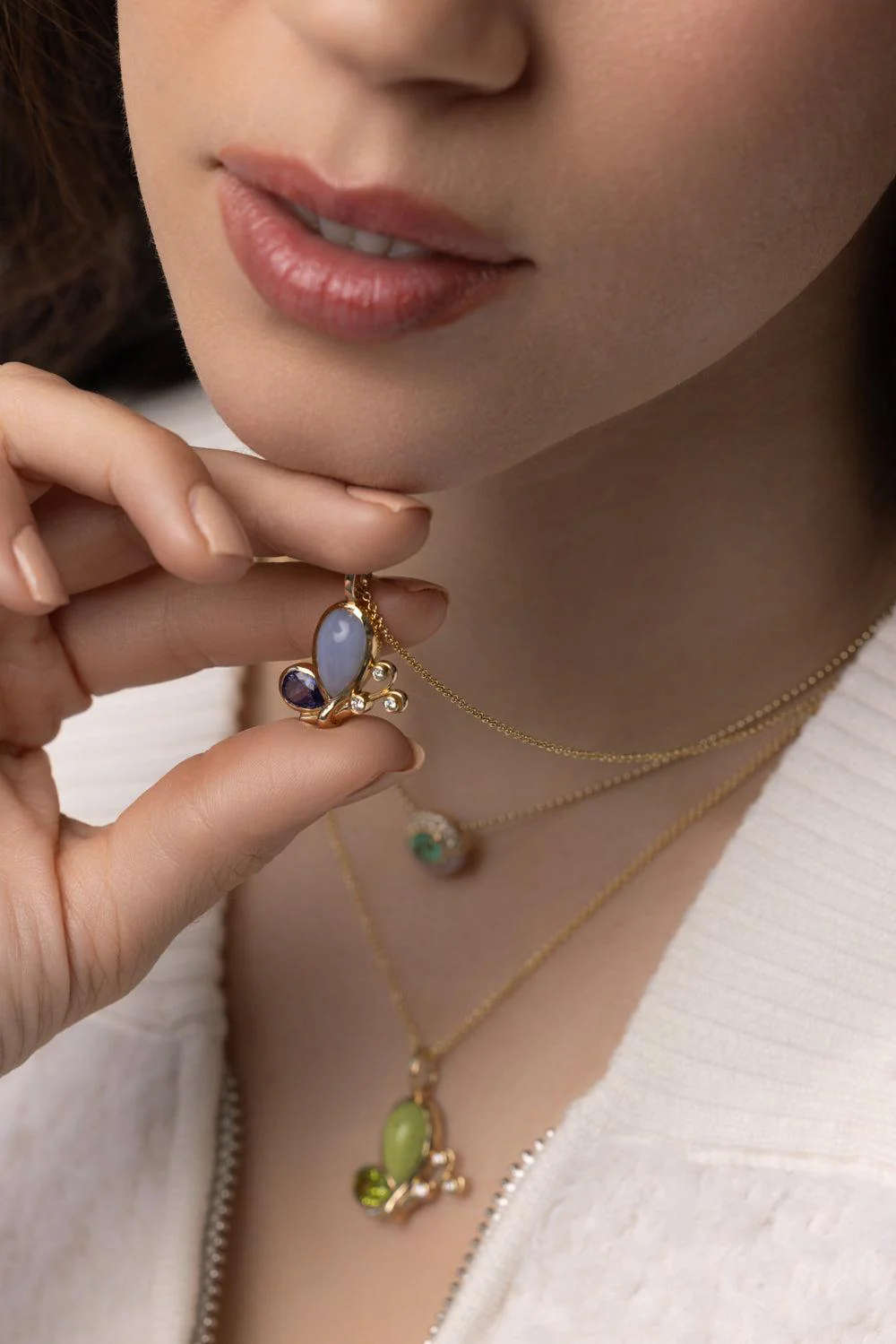Small Tanzanite Butterfly Effect Pendant Necklace - Image 2