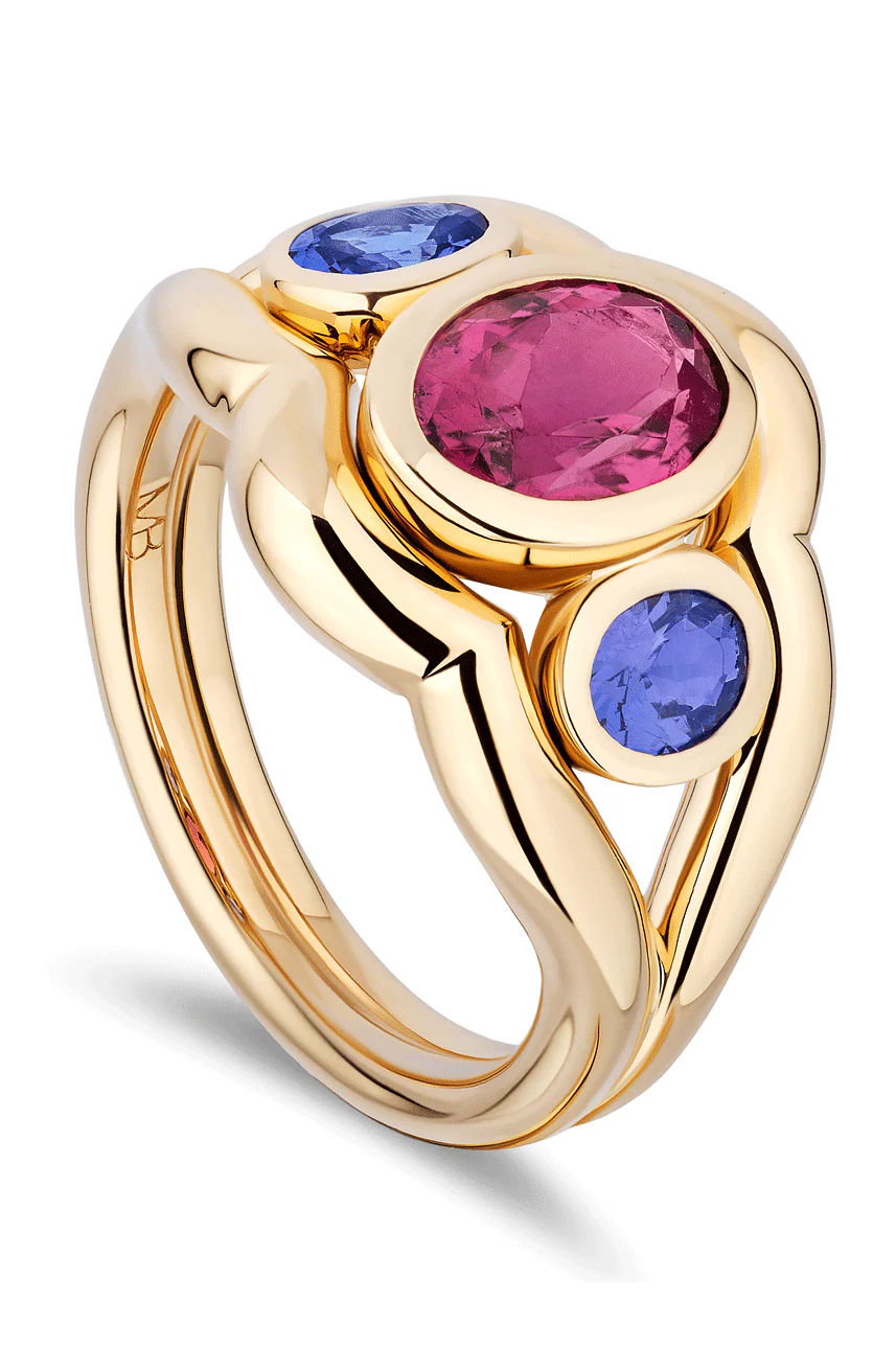 Tanzanite Slingshot Three Stone Ring