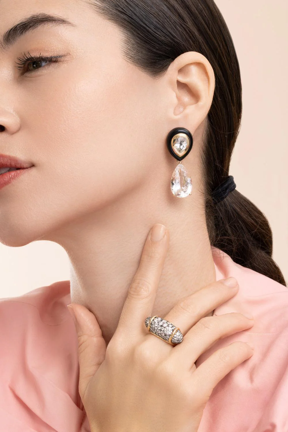 Topaz Onyx Adela Drip Drop Earrings - Image 3
