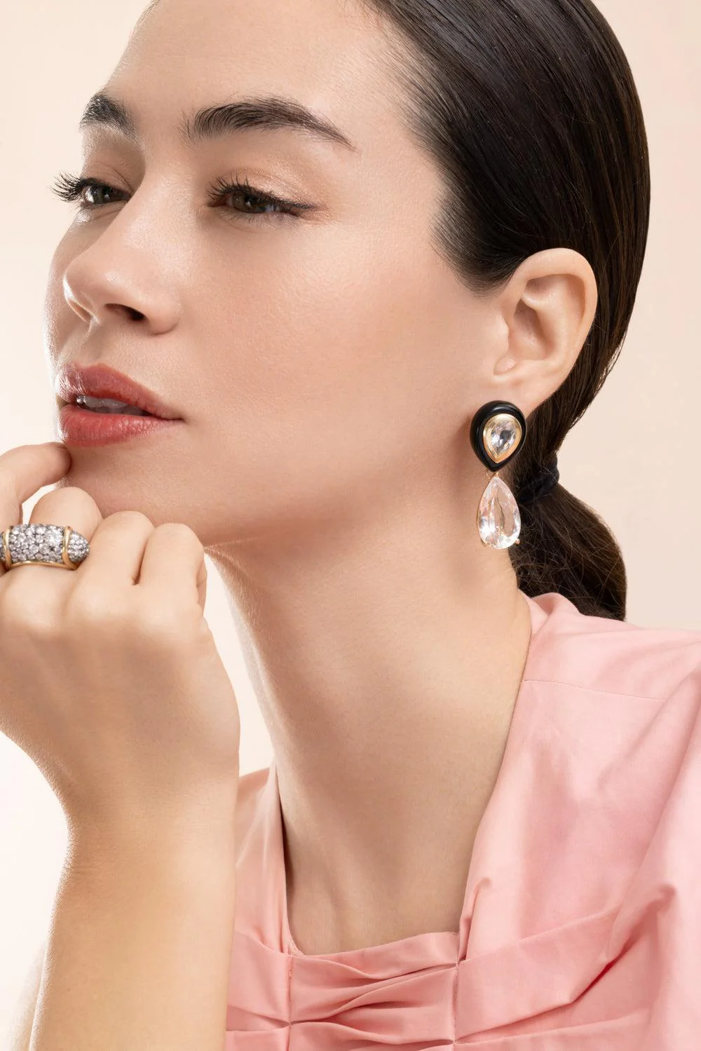 Topaz Onyx Adela Drip Drop Earrings - Image 4