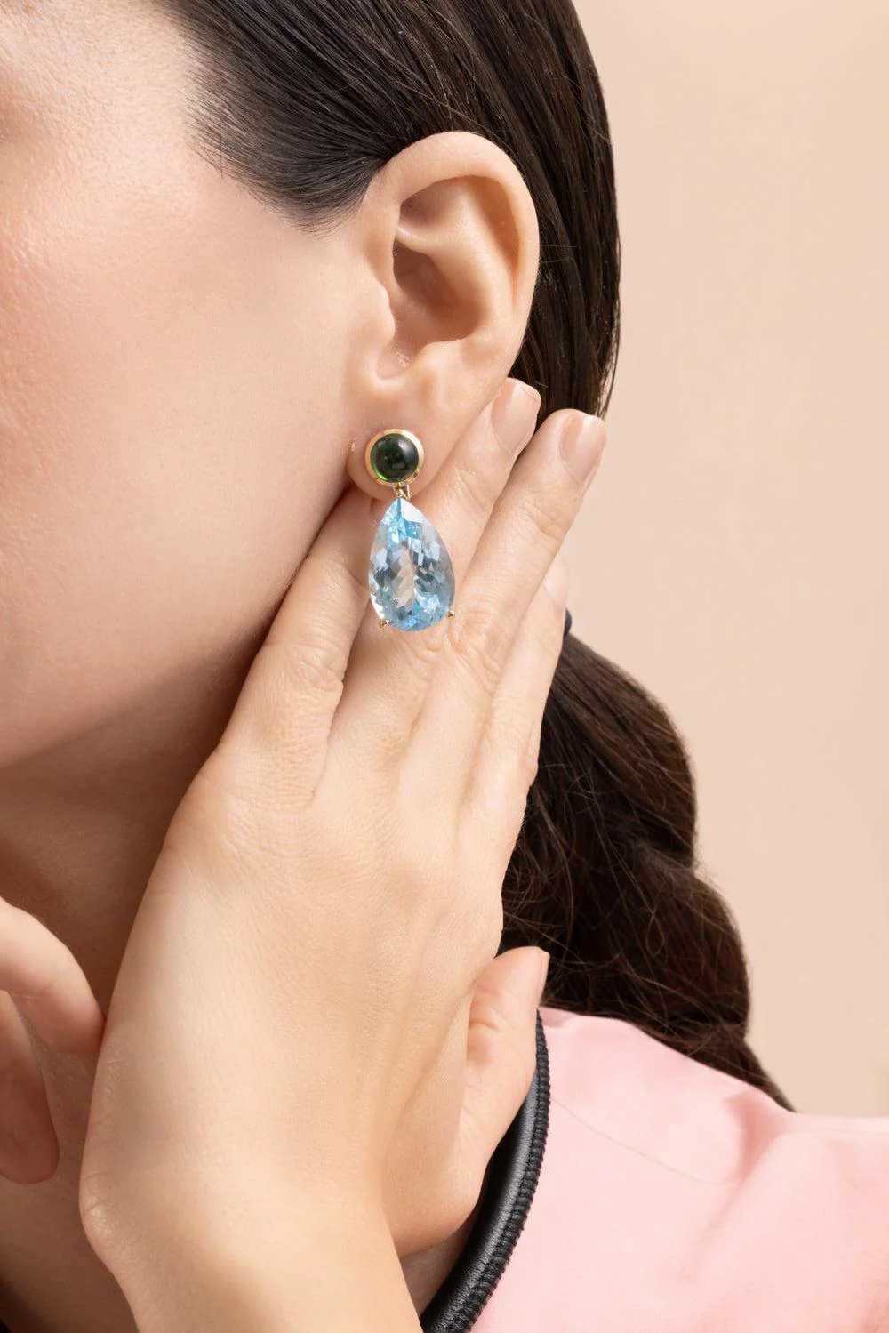 Tourmaline Topaz Drop Drop Statement Earrings - Image 3