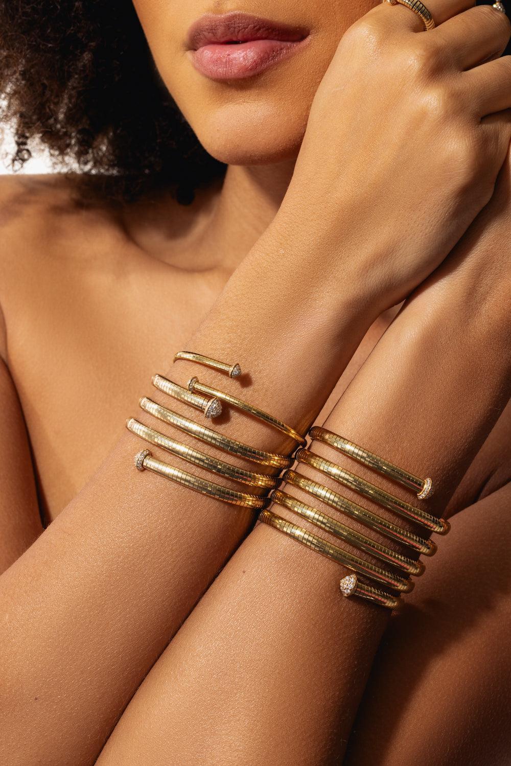 Rugiada 3 Row Diamond Tip Serpent Bracelet - Image 2
