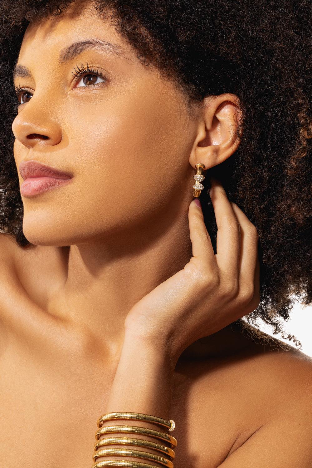 Rugiada Tubogas Diamond Hoop Earrings - Image 2