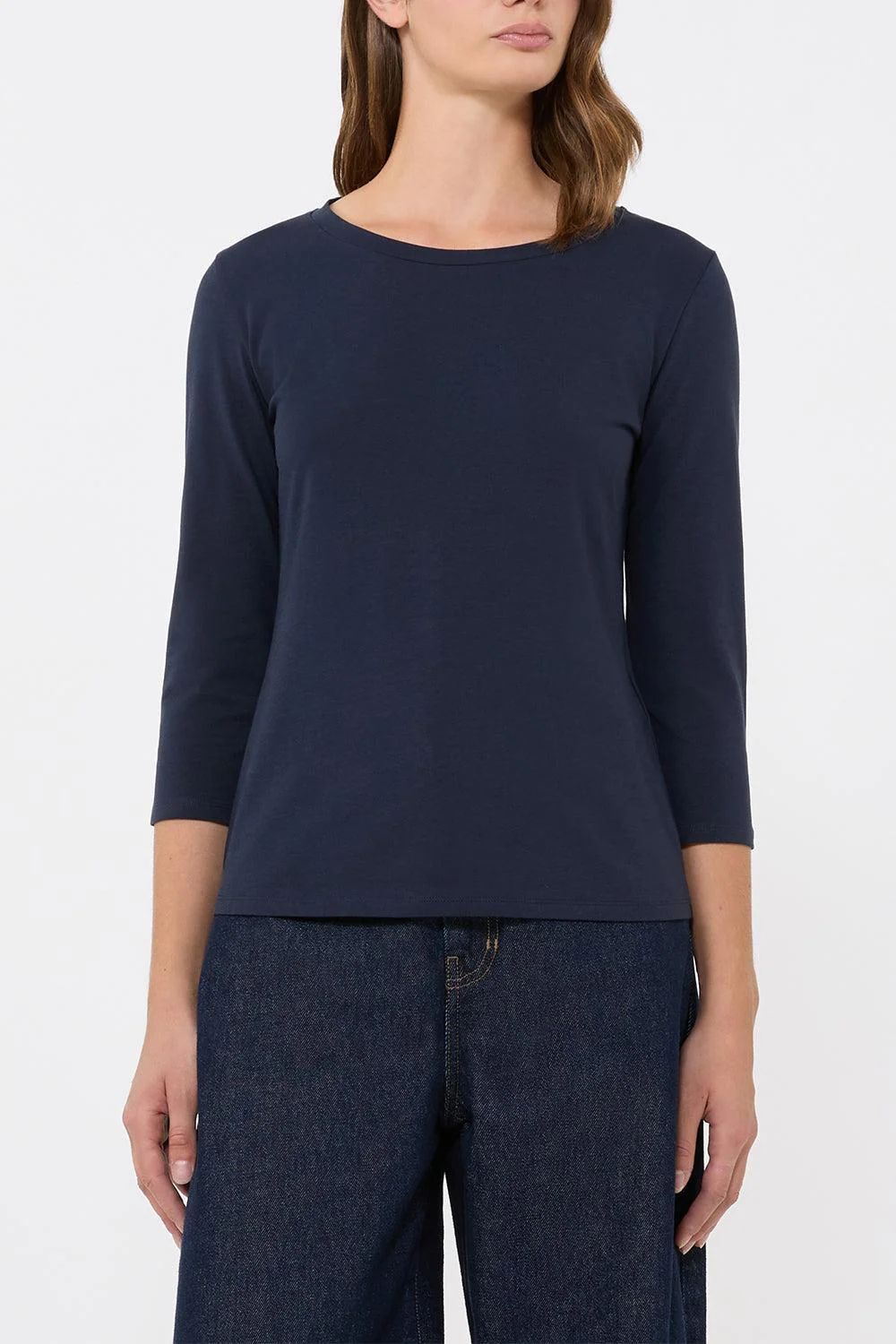 Three Quarter Sleeve Stretch Tee - Navy - Image 4
