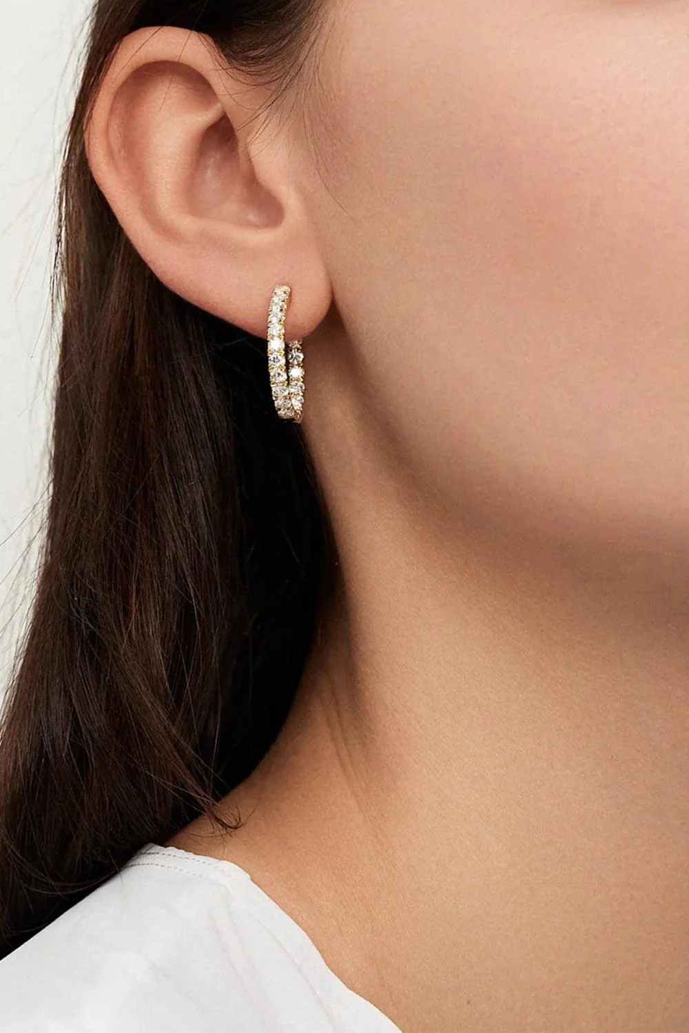 Medium Honey Diamond Hoop Earrings - Image 2