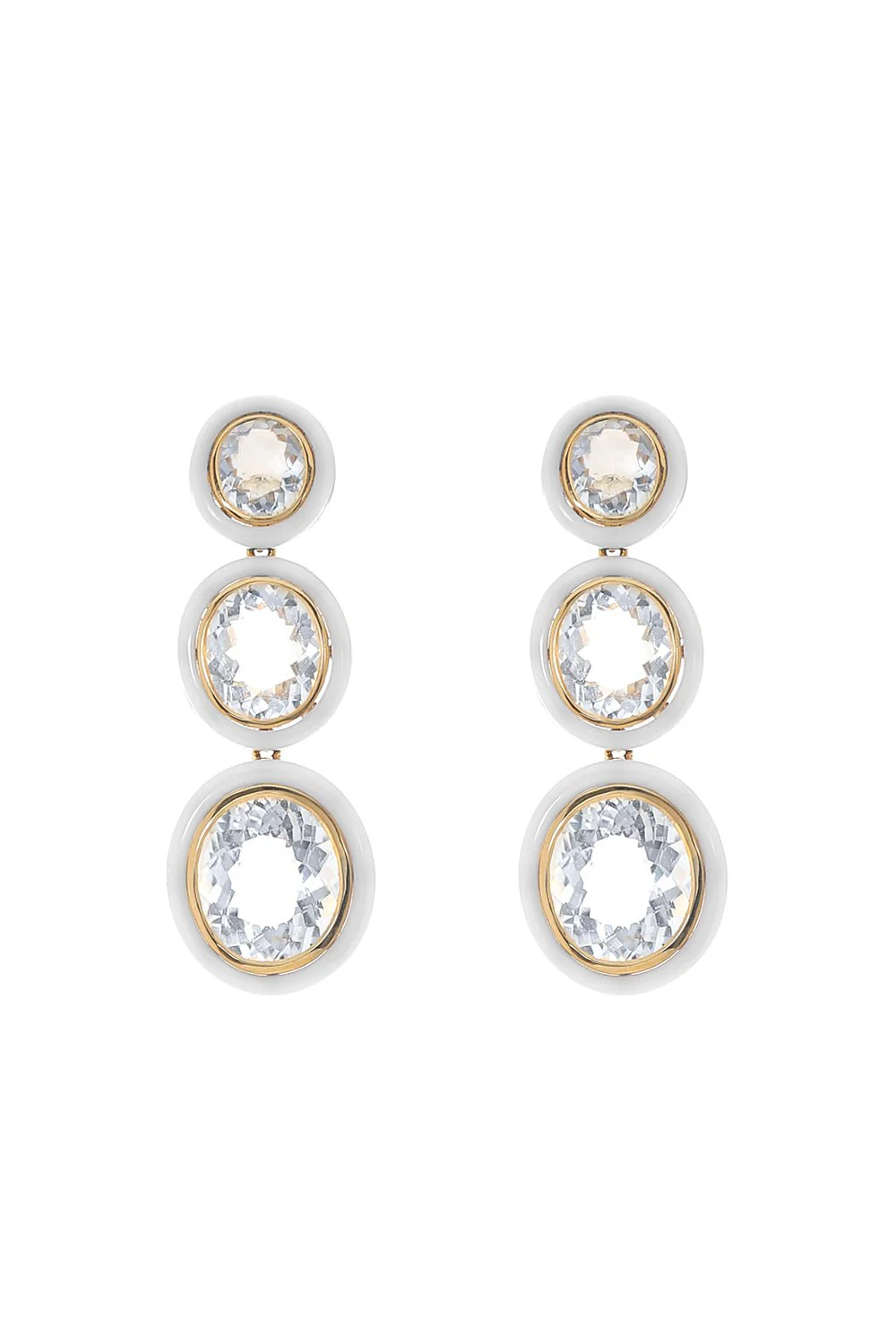 Melange Three Tier White Agate Earrings