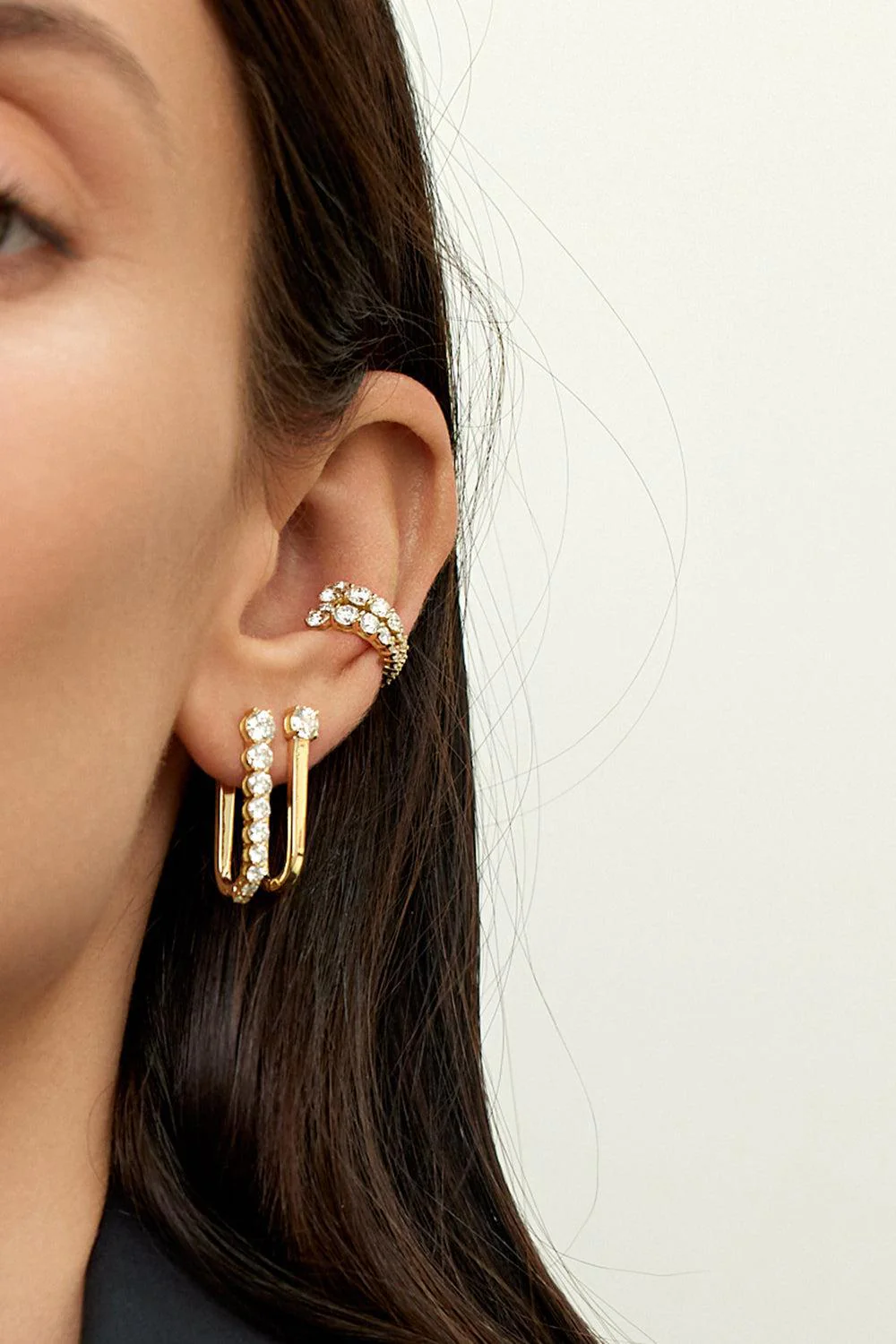 Aria U Hoop Full Diamond Earrings - Image 2