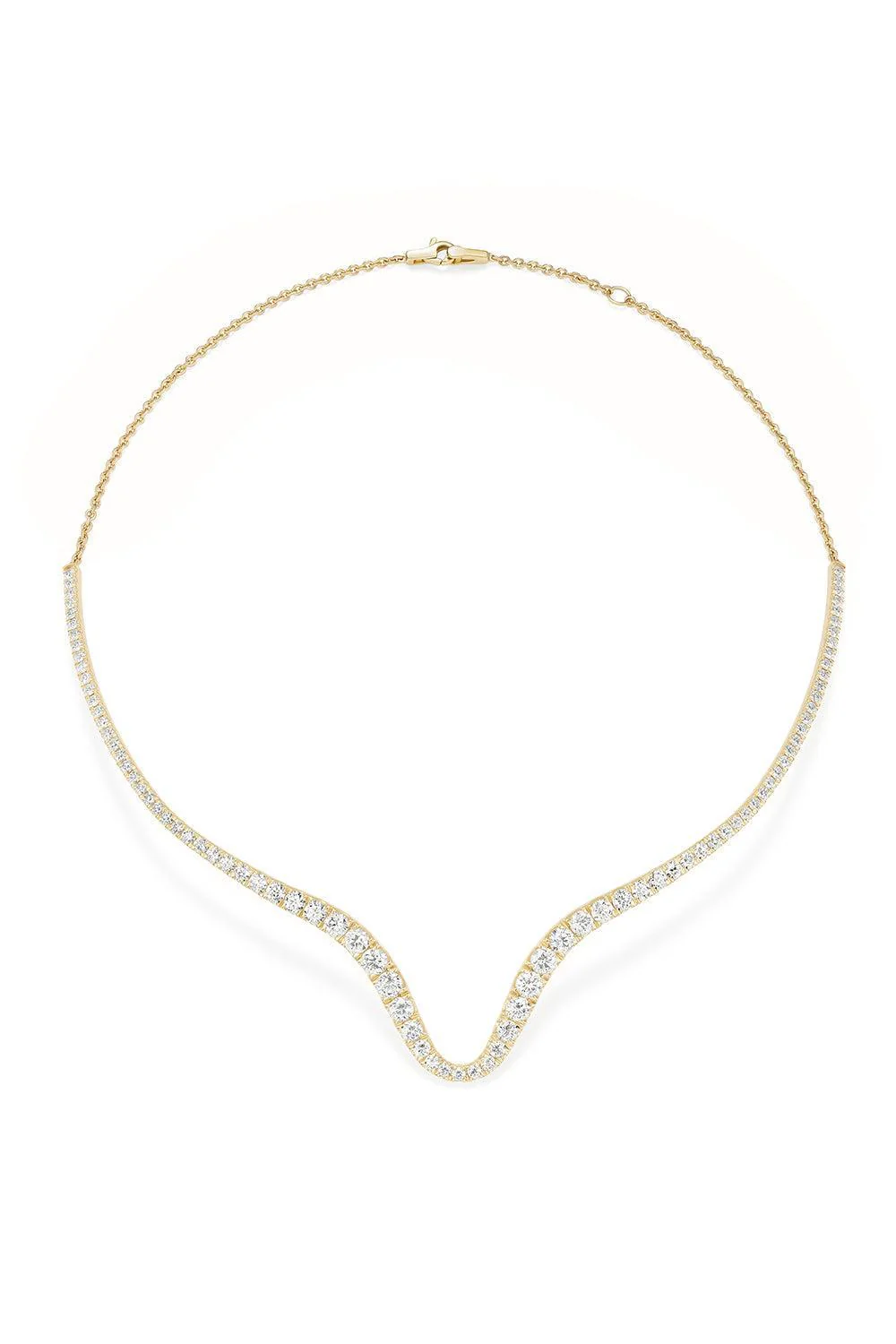 Clara Curved Diamond Collar Necklace - Yellow Gold