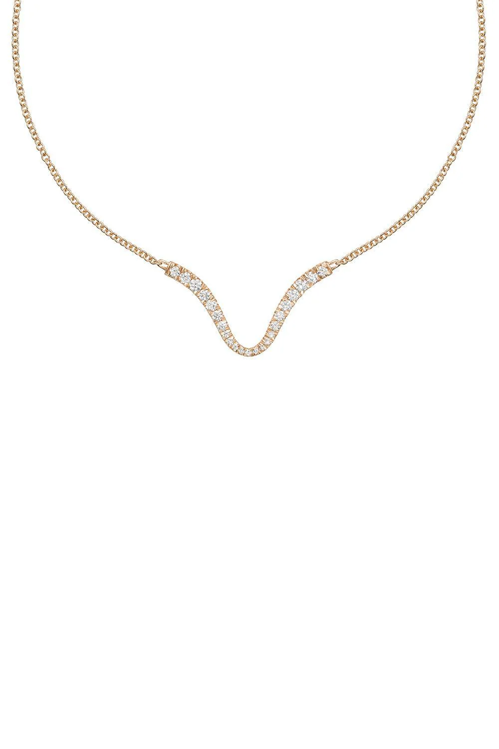 Diamond Clara Curved Pendant Necklace