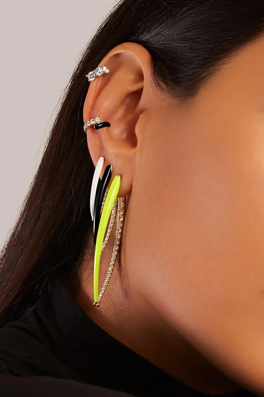 Large Army Green Cristina Earrings - Image 2