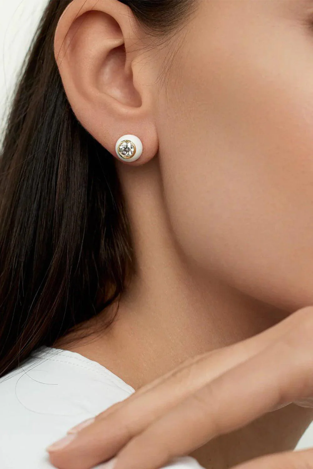 Large Black Audrey Stud Earrings - Image 2