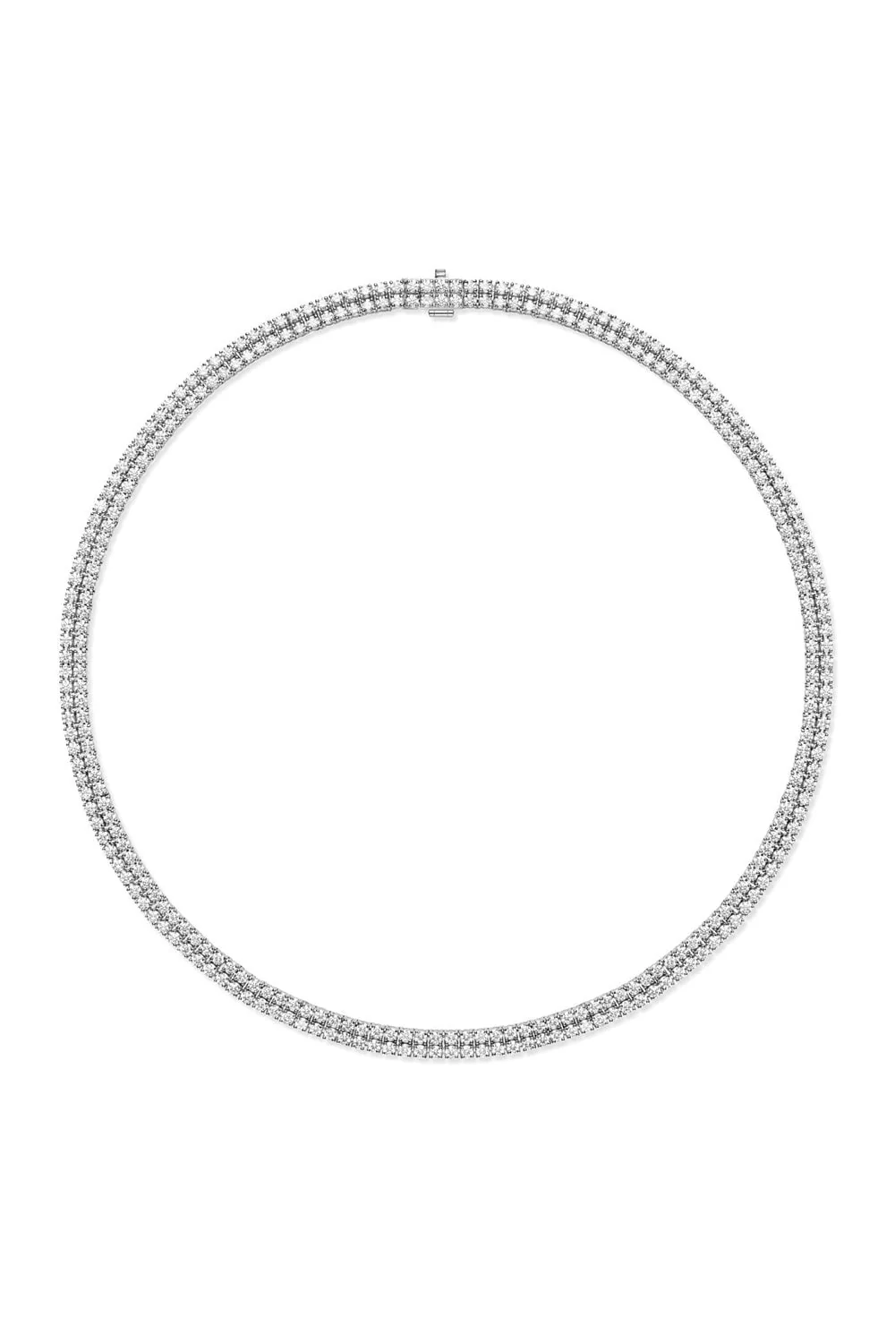 Lenox Double Tennis Necklace - White Gold