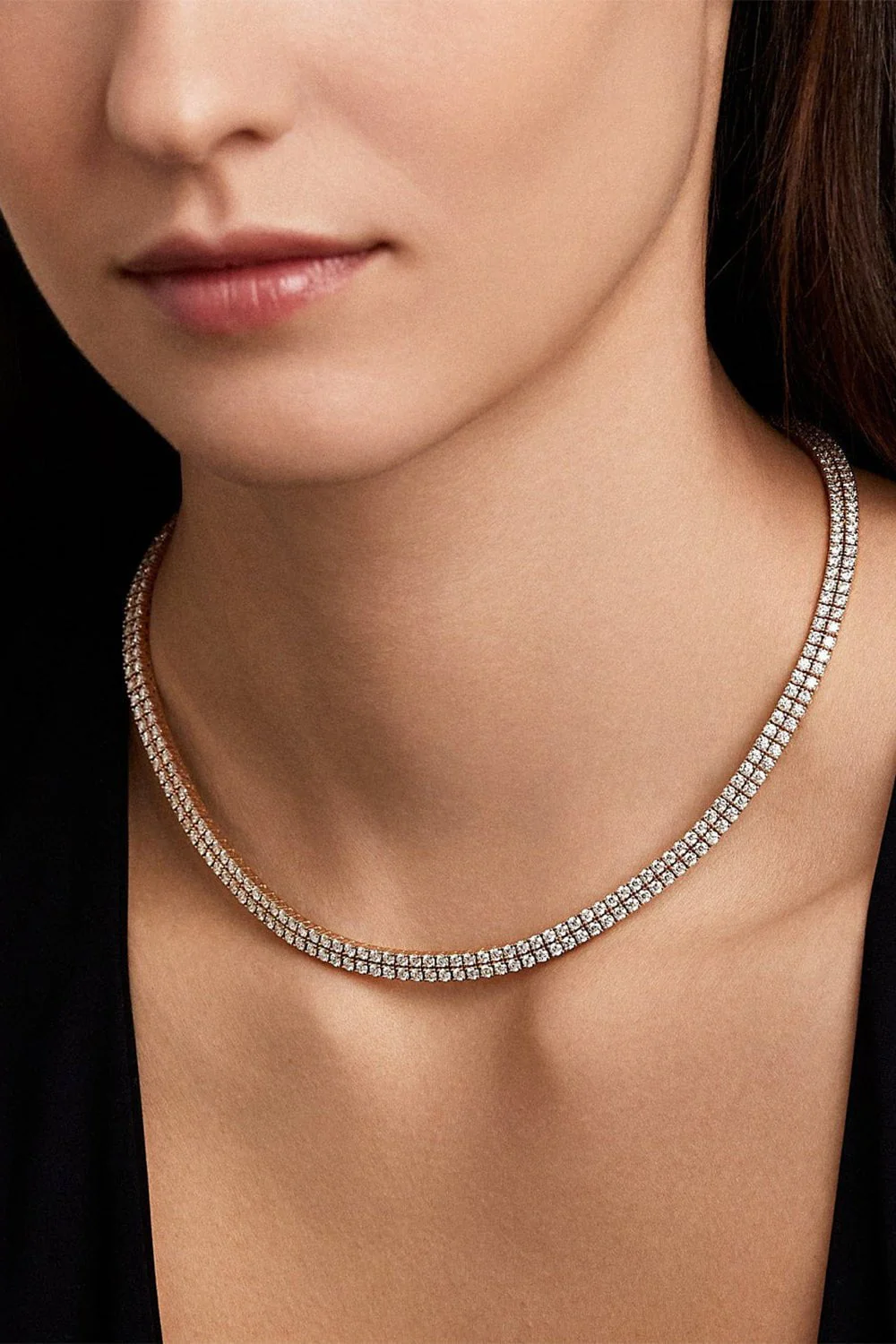 Lenox Double Tennis Necklace - White Gold - Image 2