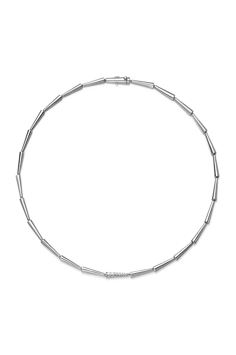 Lola Partial Diamond Linked Necklace - White Gold