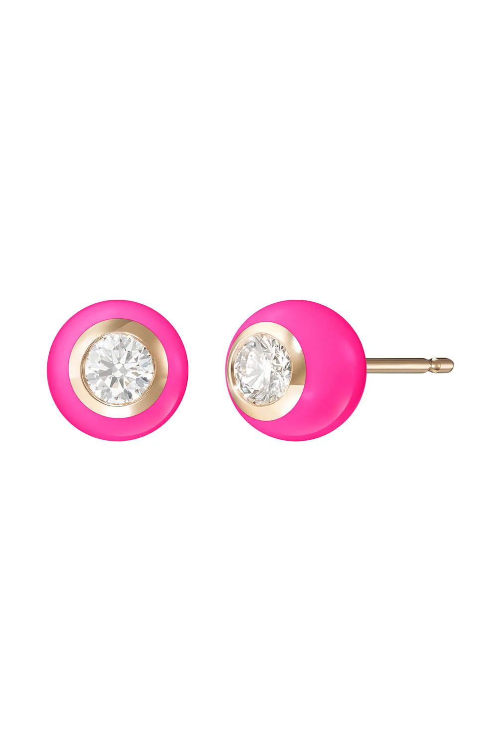 Medium Neon Pink Audrey Diamond Stud Earrings
