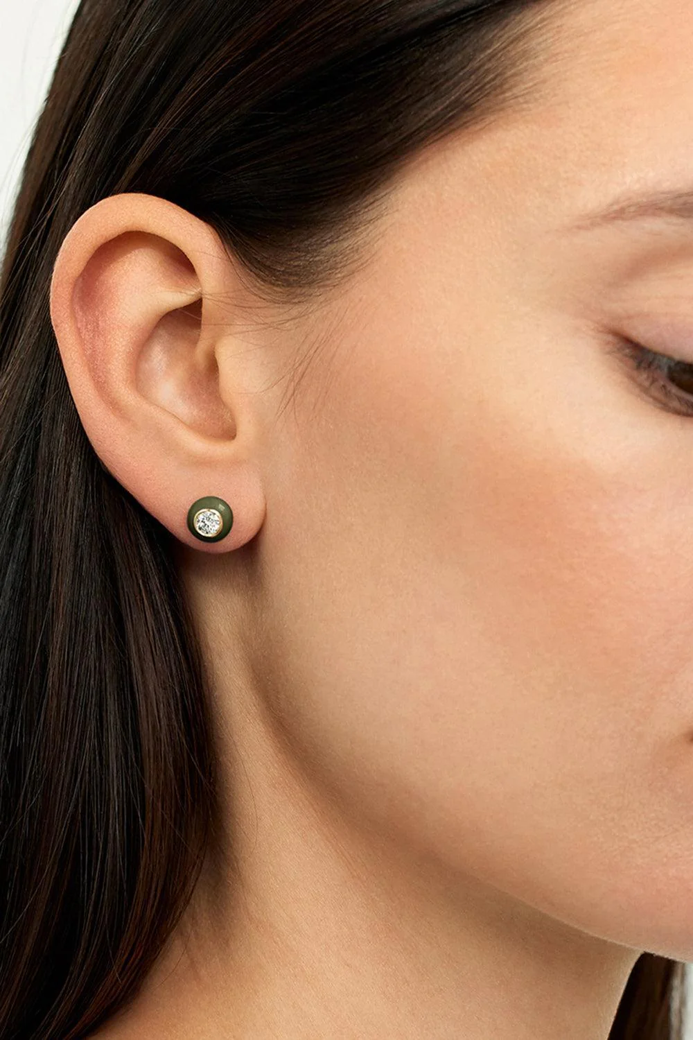 Medium Pastel Blue Audrey Diamond Stud Earrings - Image 2