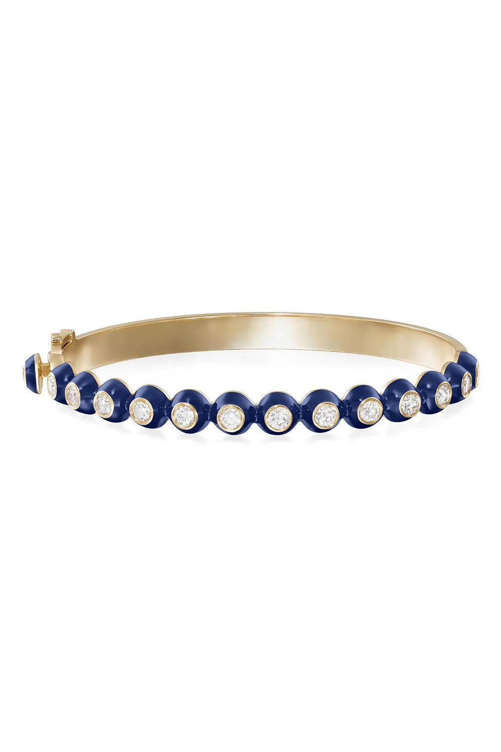 Navy Audrey Diamond Hinged Bangle Bracelet