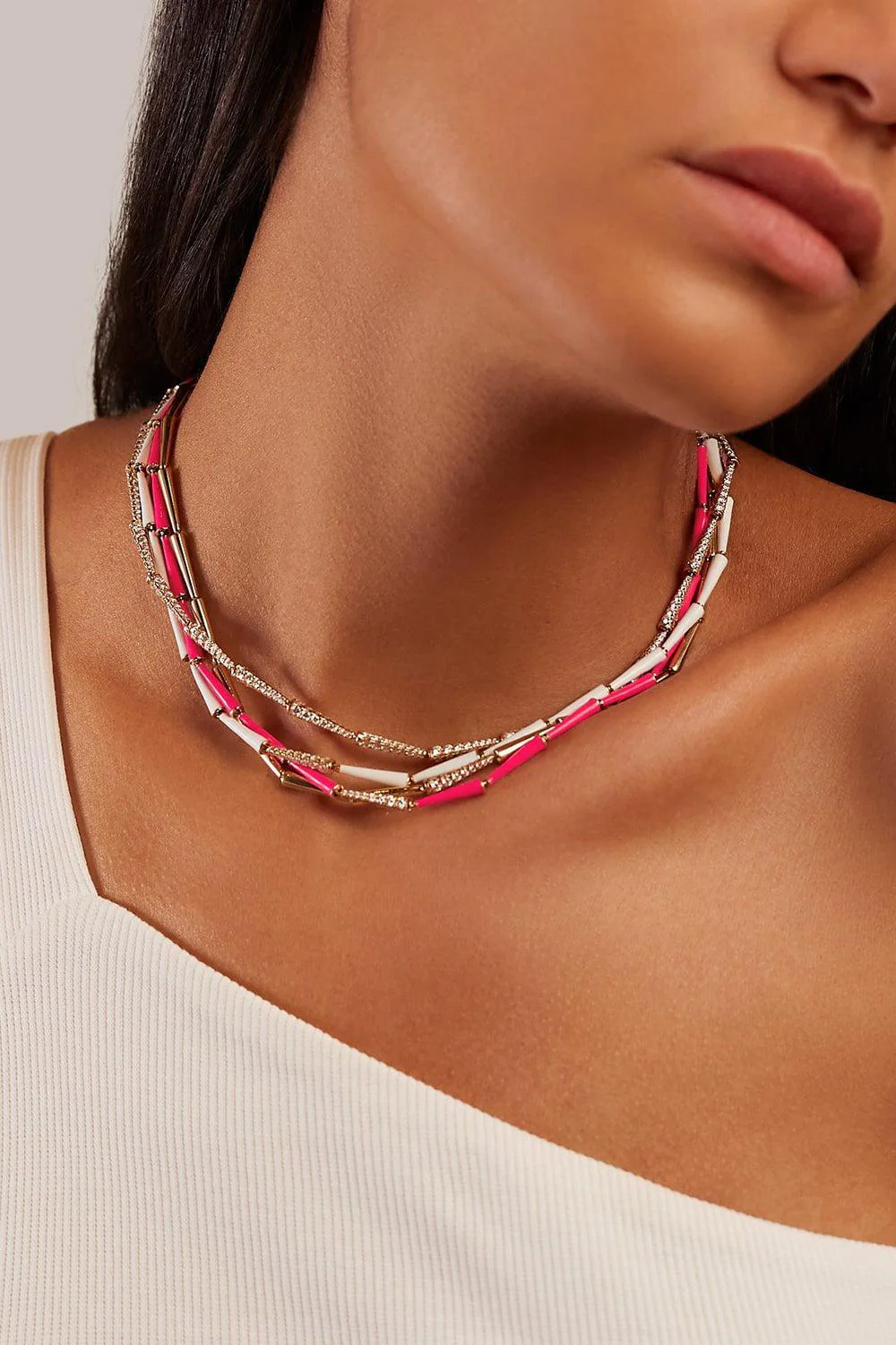 Neon Pink Lola Linked Necklace - Image 2