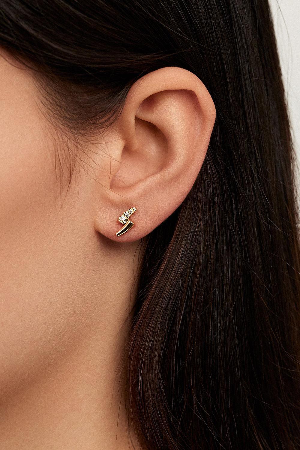 Partial Diamond Lola Stud Earrings - Image 2