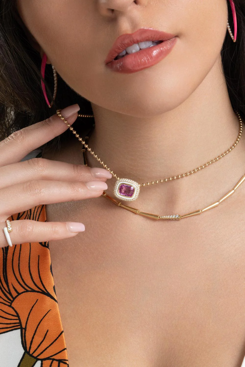 Pink Sapphire Lenox Pendant Necklace - Image 2