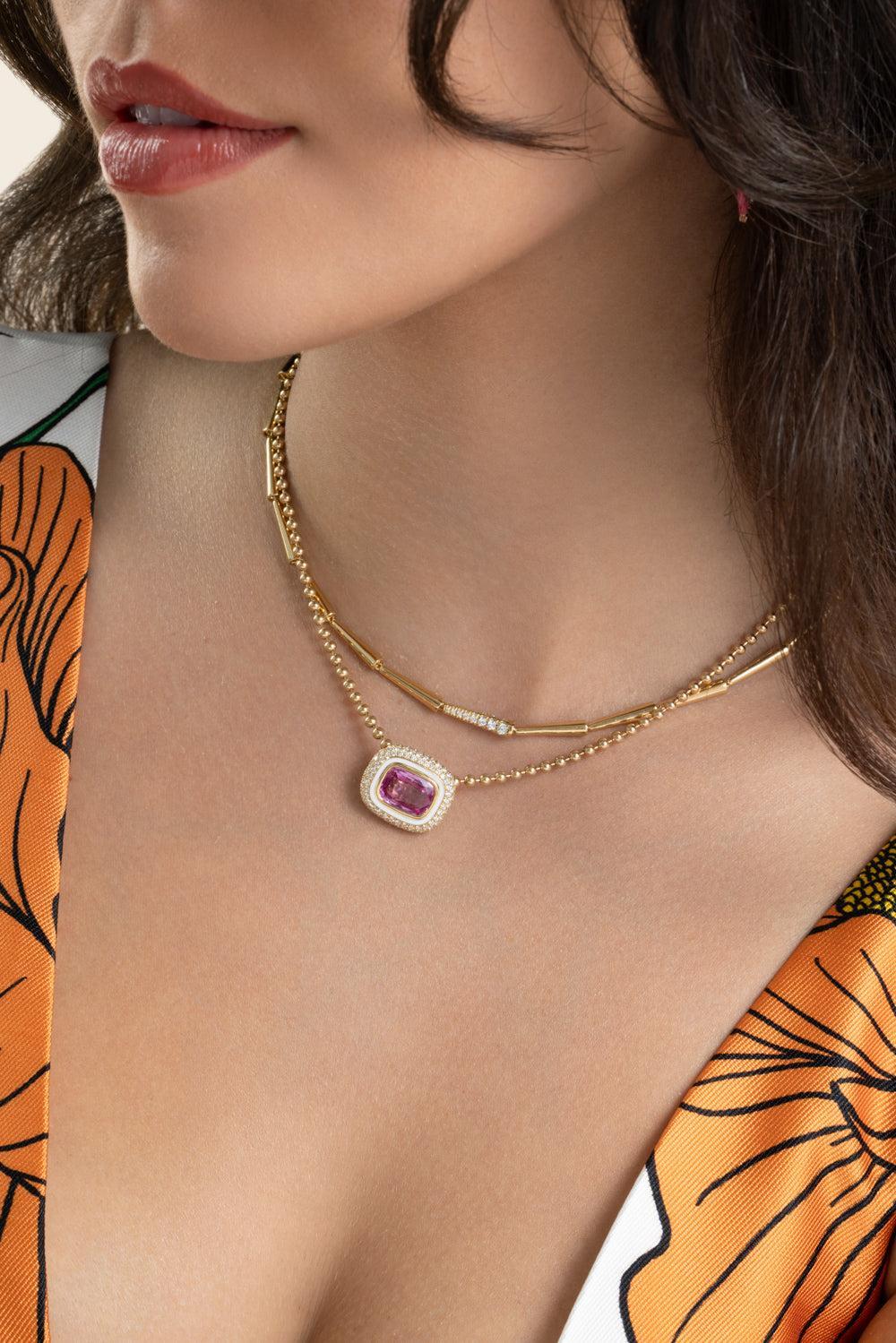 Pink Sapphire Lenox Pendant Necklace - Image 4