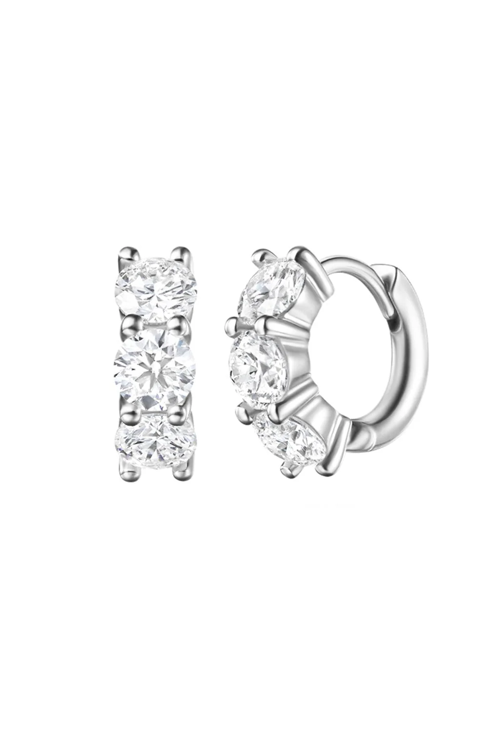 Sadie Huggie Hoop Earrings - White Gold - 4mm