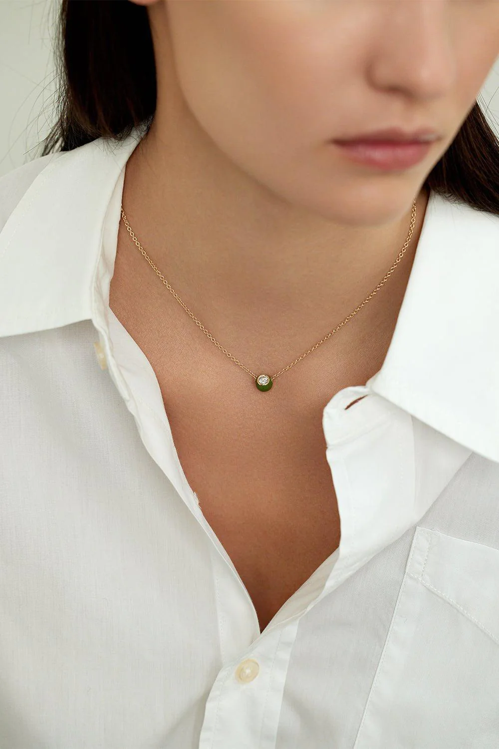 Small Black Audrey Diamond Pendant Necklace - Image 2