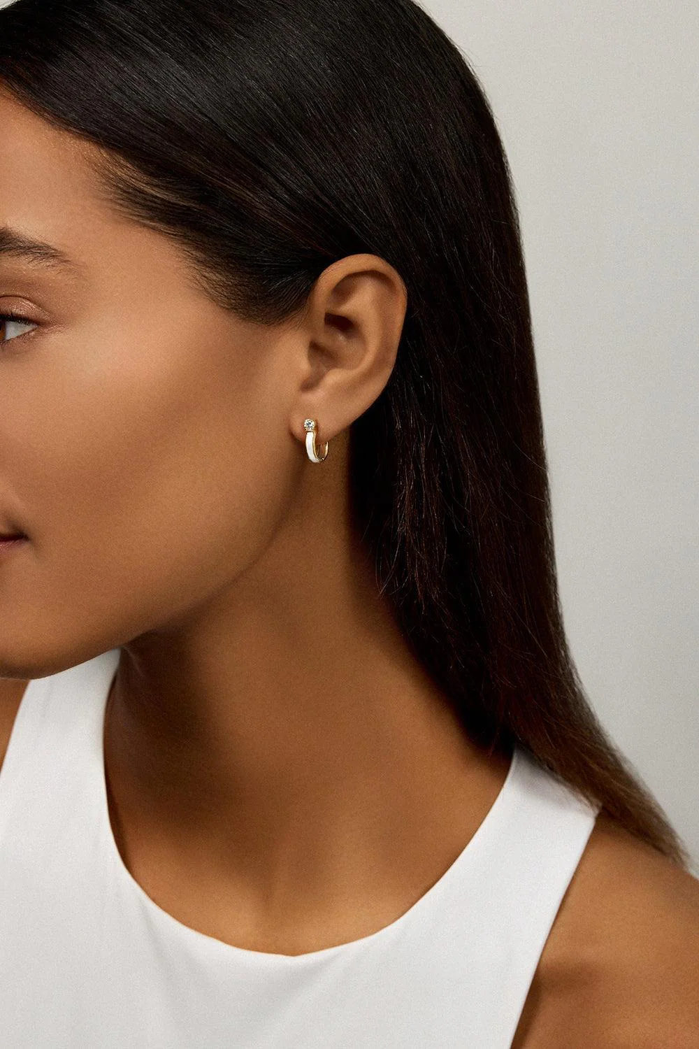 Small Black Honey Diamond Hoop Earrings - Image 2