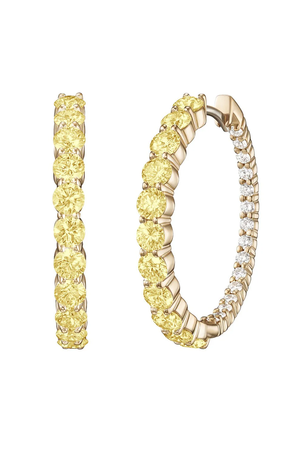 Small Lenox Yellow Sapphire Hoop Earrings