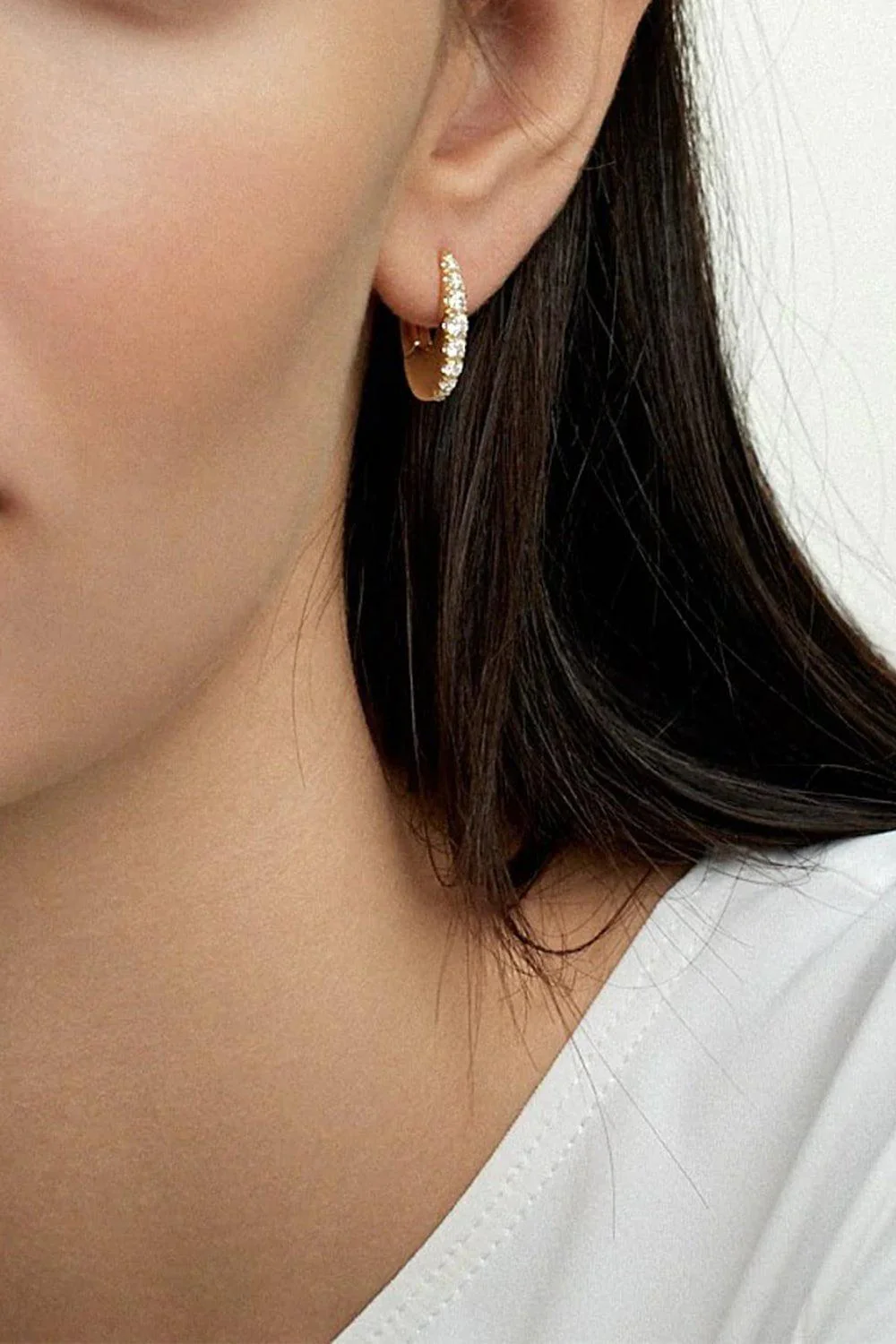 Small Lulu Diamond Hoop Earrings - Image 2