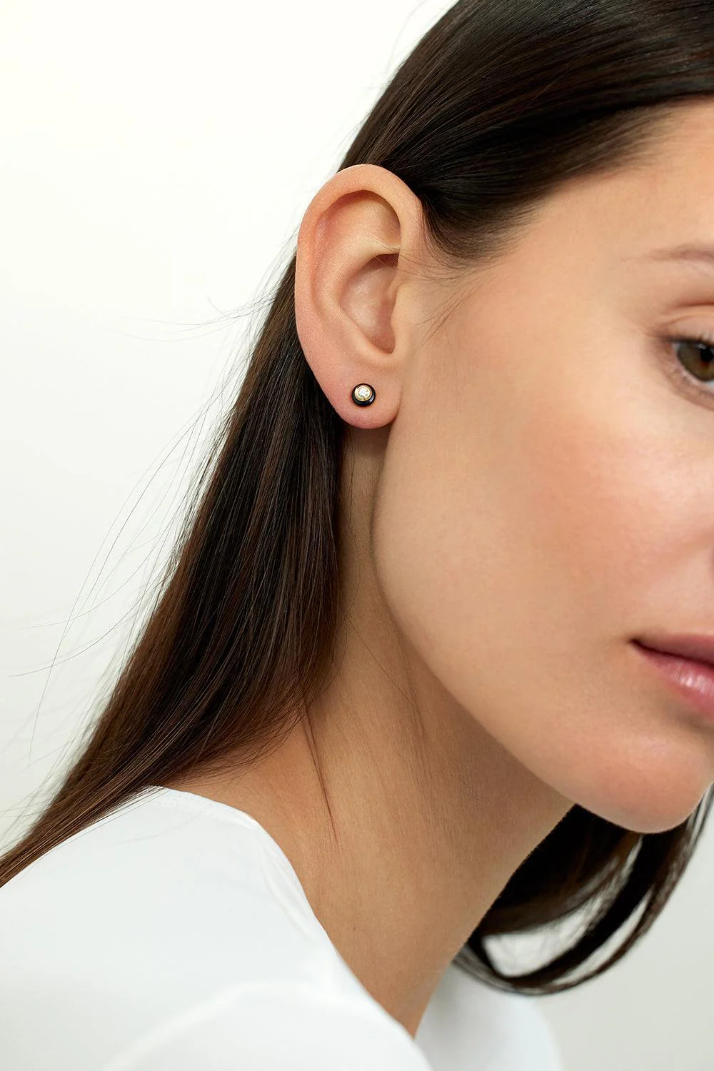 Small Neon Pink Audrey Diamond Stud Earrings - Image 2