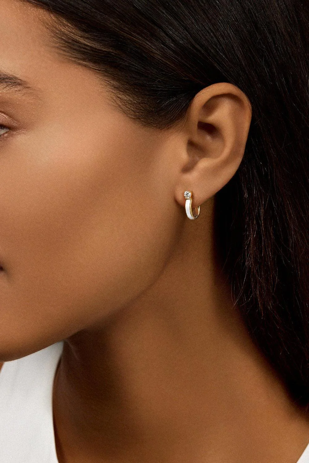 Small Neon Pink Honey Diamond Hoop Earrings - Image 2