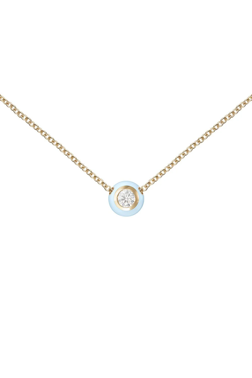 Small Pastel Blue Audrey Diamond Pendant Necklace