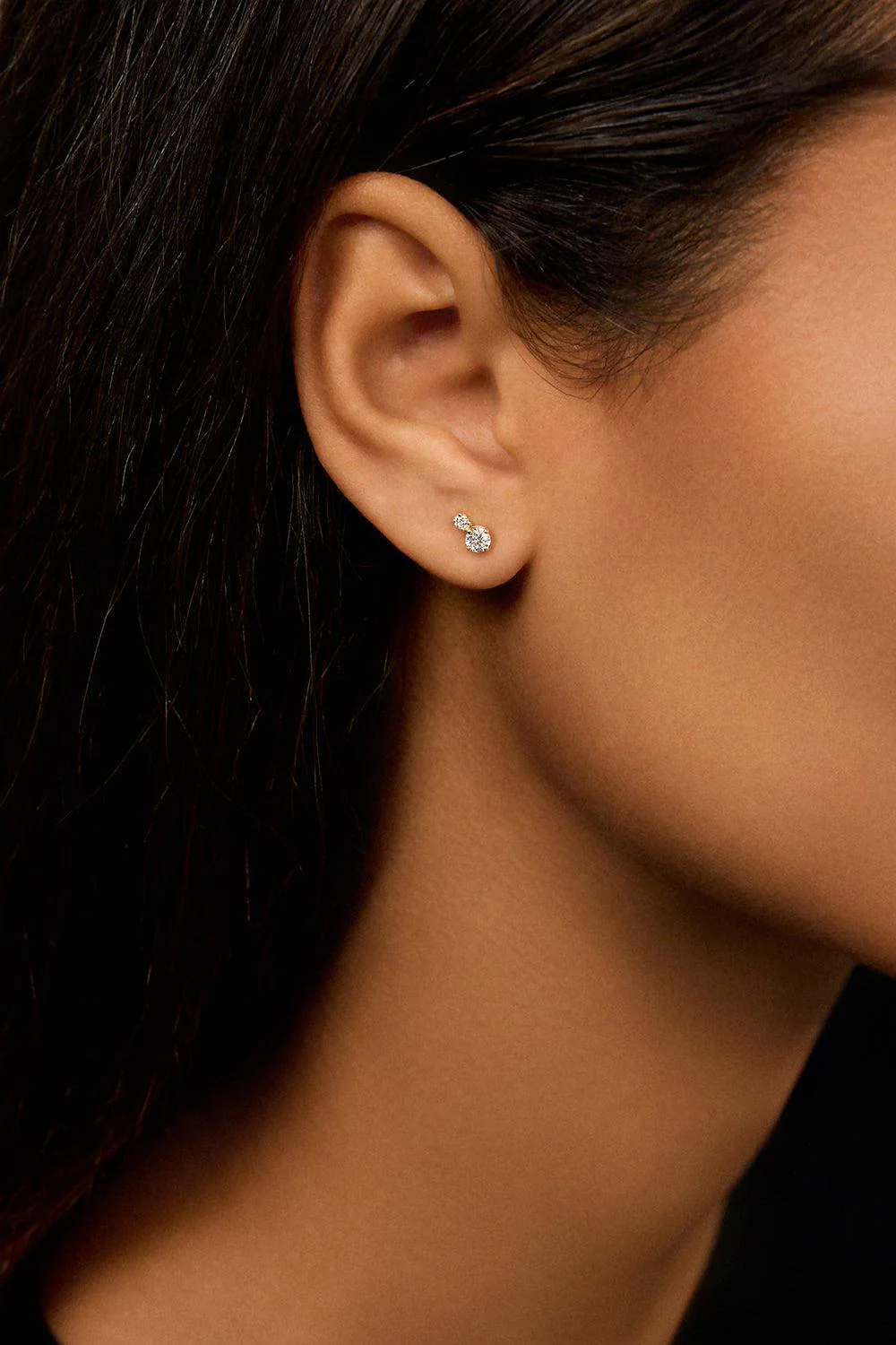 Stella Diamond Double Stud Earrings - Image 2